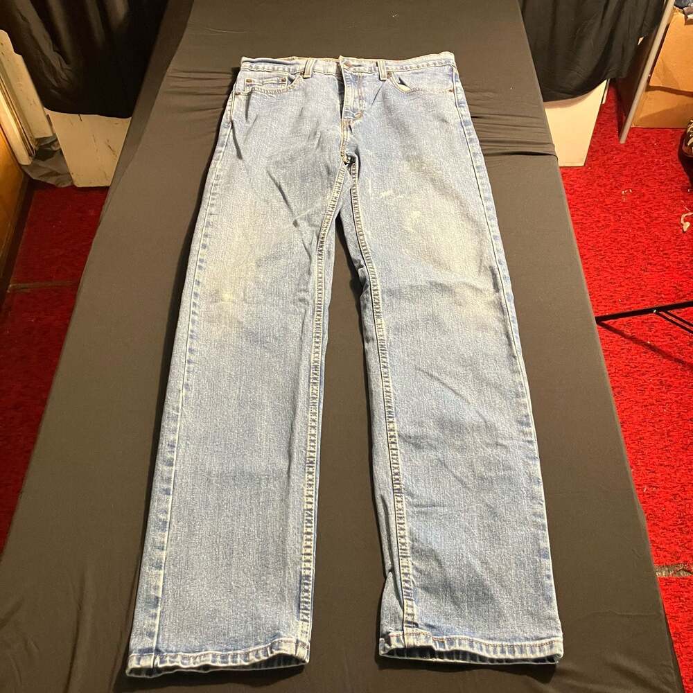 Levi's 505 Regular Fit Distressed Light Wash Jeans size 33/34